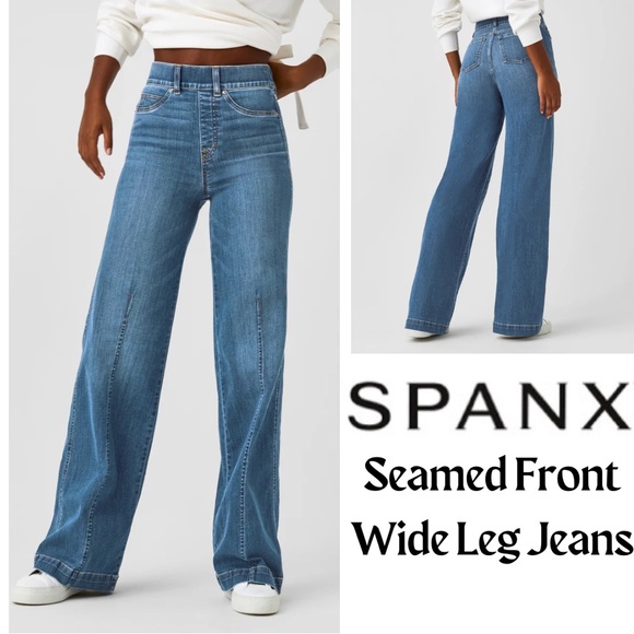SPANX Denim - SPANX Seamed Front Pull On Wide Leg Jeans